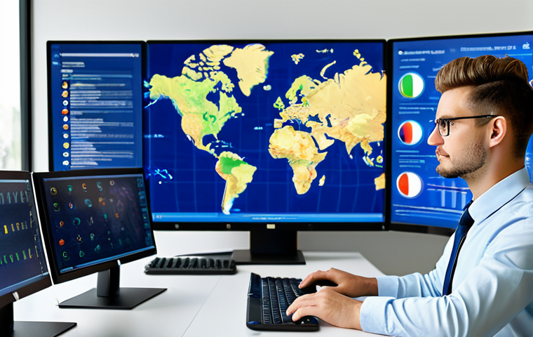**

"A professional international communications expert in a modern office setting, fully clothed in a modest business outfit, working at a computer with multiple screens displaying different languages. The background includes a world map and cultural artifacts. Safe for work, appropriate content, perfect anatomy, correct proportions, natural pose, professional."

**