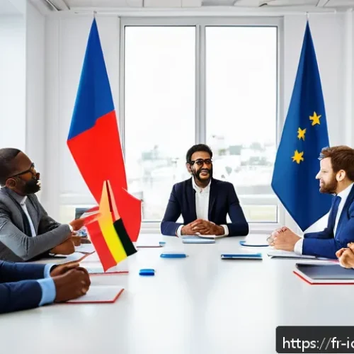 Home 30 국제커뮤니케이션 직무 설명 - A diverse group of international business professionals engaged in a lively intercultural communicat...